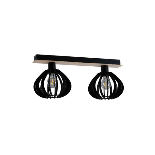 Lumiere - Nicoleta Twin Plafonnier Spot Noir Et Naturel, 52cm, 2x E27 Lumiere  - Luminaires
