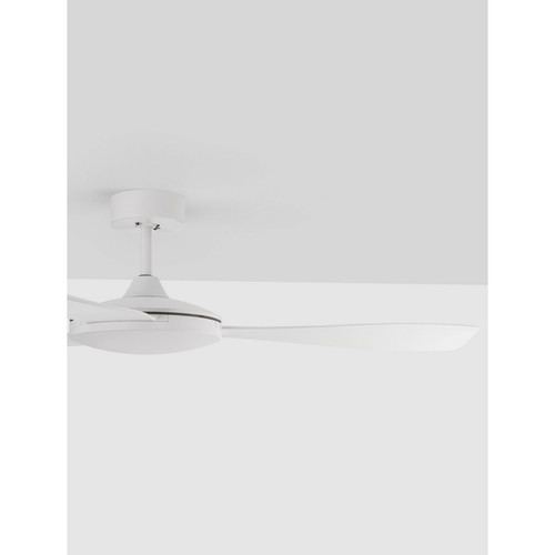 Lampadaire Ventilateur de Plafond Aluminium Blanc Mat, Pales Verre 3ABS Blanc