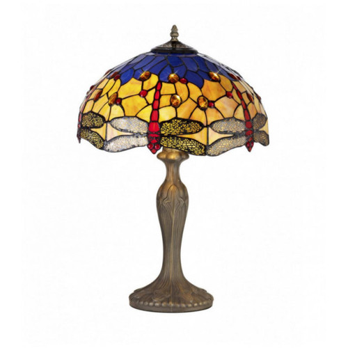 Luminaire Center - Lampe de table Tiffany Clio 2 Ampoules Bleu/Orange 40,5 Cm - Lampes à poser Design