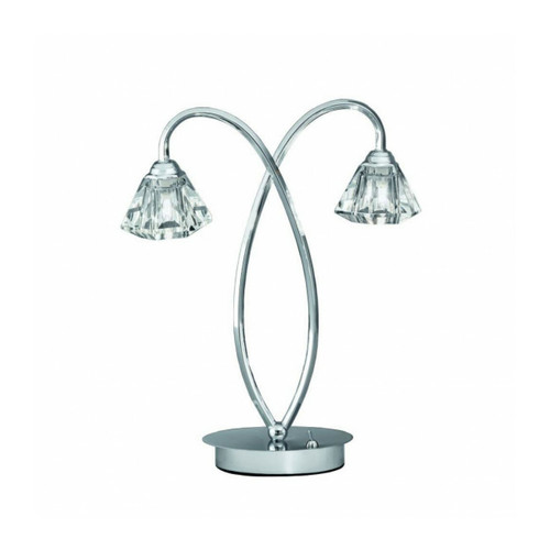 Luminaire Center - Lampe de table chromée en cristal Twista 2 Ampoules Luminaire Center  - Lampes à poser