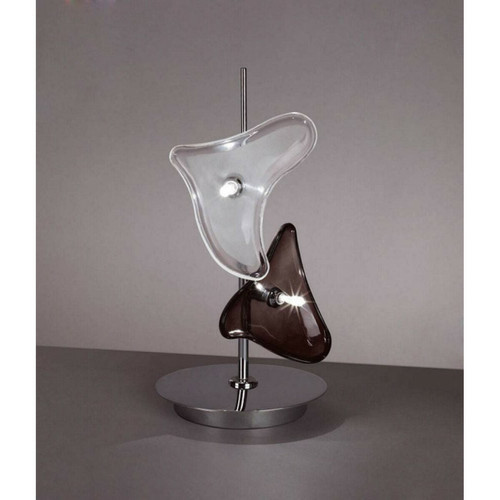 Luminaire Center - Lampe de Table Otto 2 Ampoules G4, chrome poli/verre dépoli/verre noir Luminaire Center  - Table verre chrome