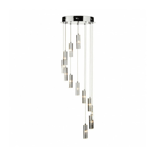 Luminaire Center - Suspension Galileo Cristal,chrome poli 12 ampoules 120cm Luminaire Center  - Maison Transparent