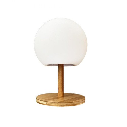 Lumisky - Lampe de table boule LUNY blanc en bois H28cm - Lampes à poser