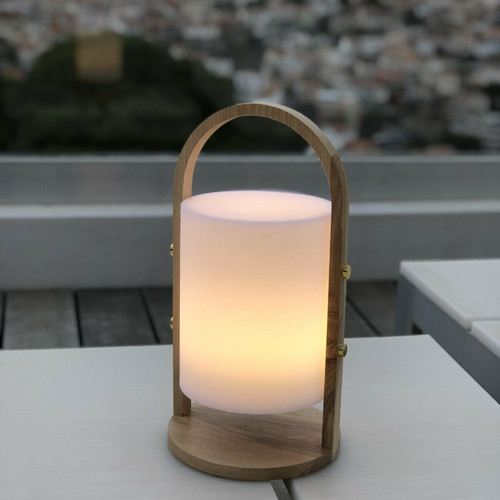 Lampadaire LUMISKY Lanterne sans fil LED Woody - H 37 cm - Blanc