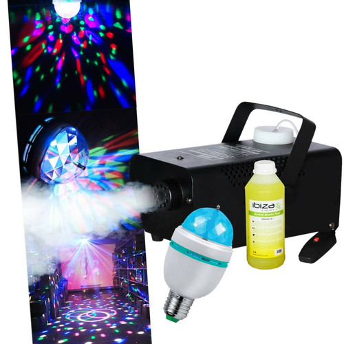 Packs DJ Lytor Pack Fiesta - Machine à fumée 400W Télécommande + Ampoule d'ambiance RVB  + 1L de liquide
