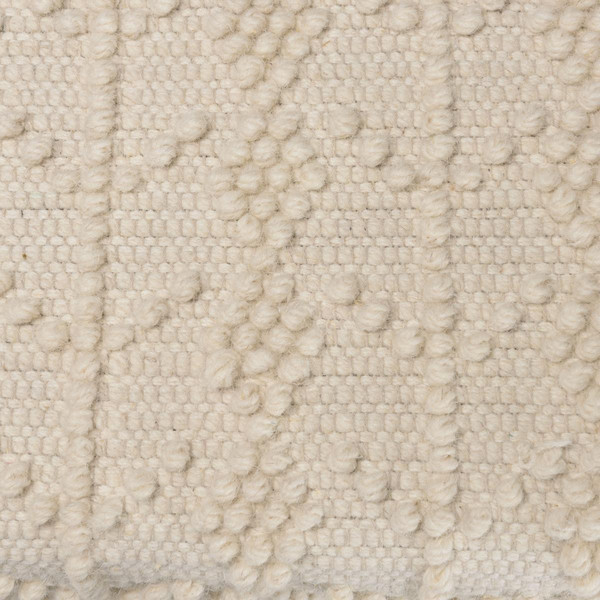Banc de lit Banc 120x40cm laine motifs losanges couleur ivoire pieds bois SACHA