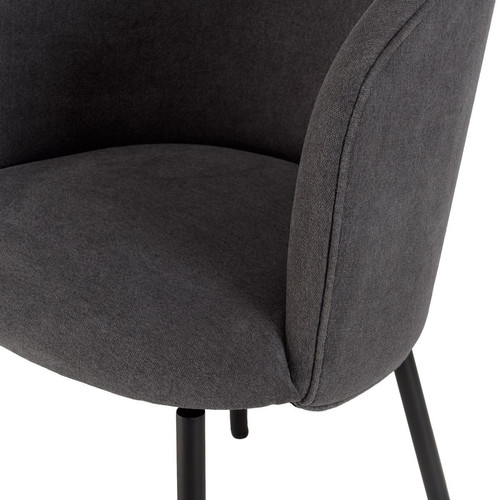 Chaises Chaise en velours gris anthracite pieds métal noir ALMA