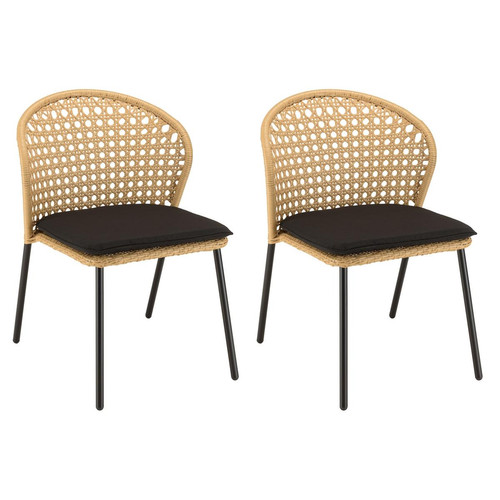 MACABANE - Lot de 2 chaises rotin synthétique couleur naturelle MALO MACABANE - Mobilier de jardin MACABANE