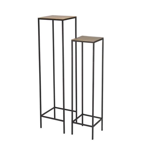 Macabane - Set de 2 tables gigognes carrées alu noir pieds métal JOHAN - Sélection meuble & déco ethnique