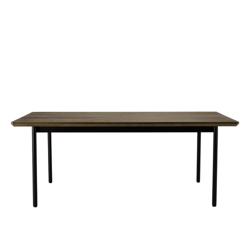 MACABANE - Table à manger rectang. marron foncé 200x100cm pieds métal noir ALMA - Tables à manger Rectangulaire