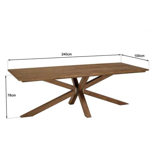Tables à manger Table à manger rectangulaire 240x100cm en bois teck recyclé