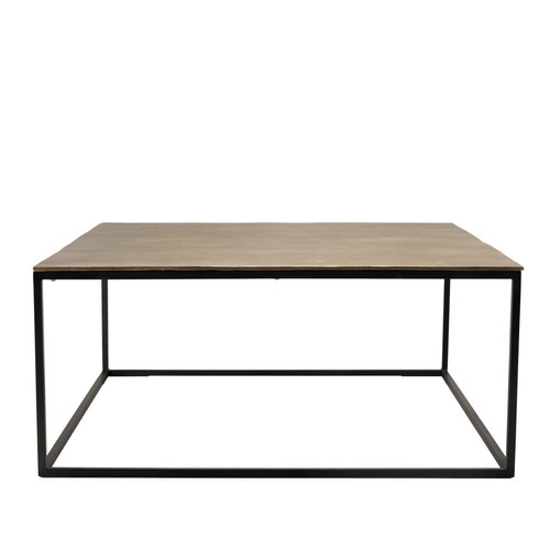 MACABANE - Table basse carrée 90x90cm aluminium doré et noir pieds métal JOHAN MACABANE  - Marchand Rue du commerce