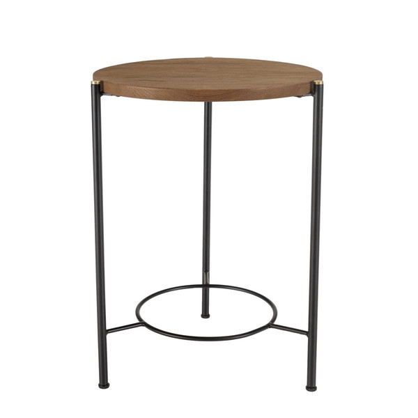 MACABANE Table d'appoint ronde 3 pieds en métal noir
