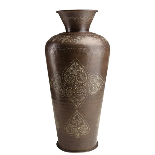 MACABANE Vase alu couleur cuivre foncé patine antique HONORE h85 cm