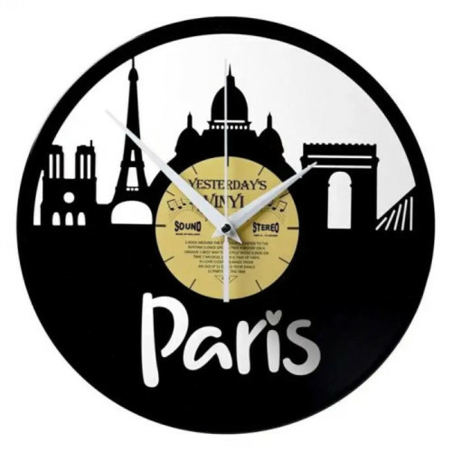 Magneticland - Horloge vinyle 33T recyclé PARIS Magneticland  - Horloges, pendules Bambou et noir