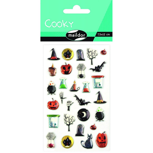Maildor - Maildor Halloween Cooky Stickers, Feuille 7,5 x 12 cm (1 par lot), Multicolore Maildor  - Image autocollante