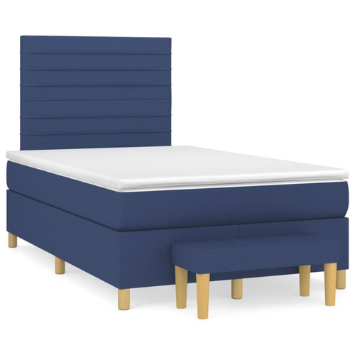 Cadres de lit Maison Chic Structures de lit + matelas,Lit à sommier tapissier avec matelas Bleu 120x200 cm Tissu -MN43168