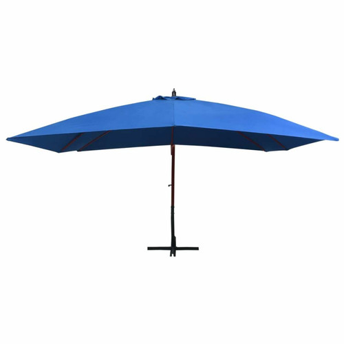Parasols Maison Chic Parasol Jardin | Parasol suspendu avec mat en bois 400x300 cm Bleu - GKD26381