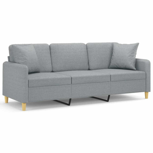 Maison Chic - Canapé 3 places avec oreillers,Sofa de Salon,Canapé droit gris clair 180 cm tissu -GKD756773 Maison Chic  - Maison Gris