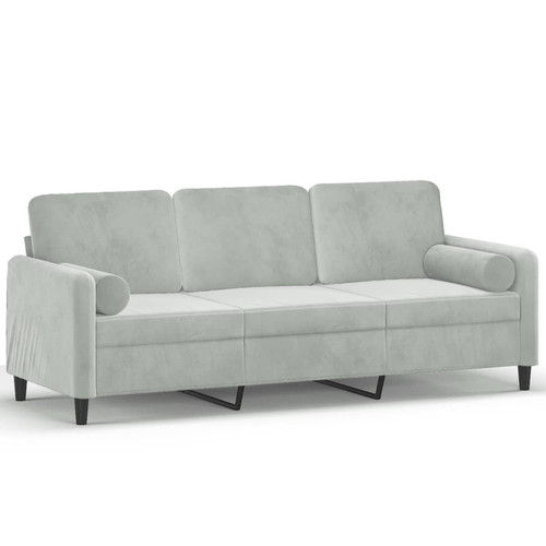 Maison Chic - Canapé 3 places avec oreillers,Sofa de Salon,Canapé droit gris clair 180 cm velours -GKD568932 Maison Chic - Maison Gris