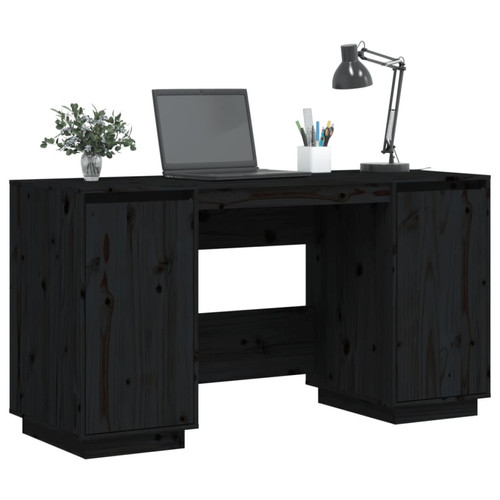 Maison Chic Bureau,Table de travail pour chambre noir 140x50x75 cm bois massif de pin -GKD99908
