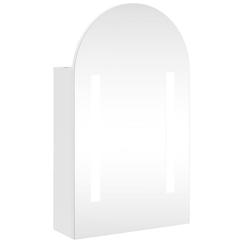 meuble haut salle de bain Maison Chic Armoire de bain à miroir,Meuble haut de rangement de salle de bain avec LED arquée blanc 42x13x70 cm -GKD711565