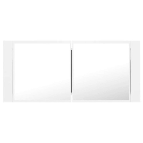 meuble haut salle de bain Armoire salle de bain,Meuble de rangement de salle de bain,Meuble haut à miroir LED Blanc 100x12x45 cm Acrylique -GKD101523