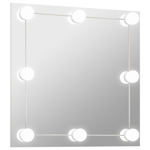 Maison Chic - Miroir mural avec lampes LED | Miroir Décoration pour Maison Salle de Bain Carré Verre -GKD28234 Maison Chic  - Maison