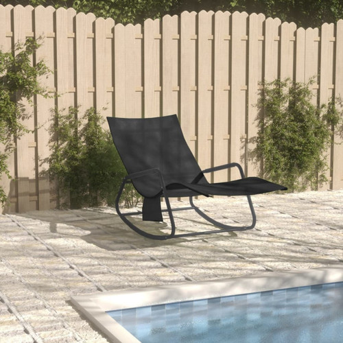 Maison Chic - Chaise longue de jardin| Bain de soleil Relax | Transat Acier et textilène Noir -GKD94452 Maison Chic  - Transats, chaises longues