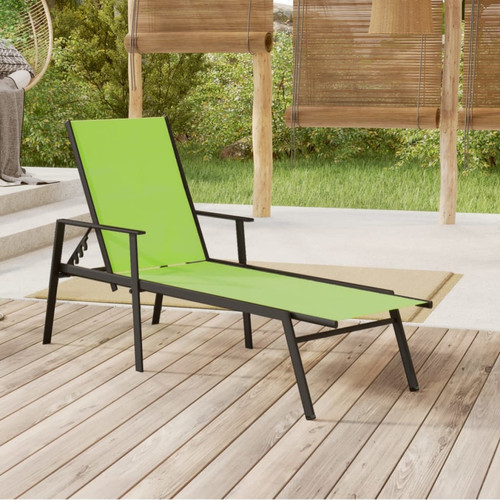Maison Chic - Chaise longue de jardin| Bain de soleil Relax | Transat acier et tissu textilène vert -GKD87508 Maison Chic  - Transats, chaises longues