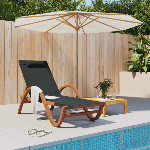 Maison Chic - Chaise longue avec coussin | Bain de soleil Relax | Transat gris textilène/bois massif peuplier -GKD97771 Maison Chic  - Jardin