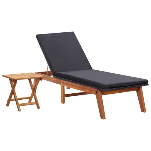 Maison Chic - Chaise longue avec table | Bain de soleil Relax | Transat Résine tressée et bois d'acacia massif -GKD64613 Maison Chic  - Jardin