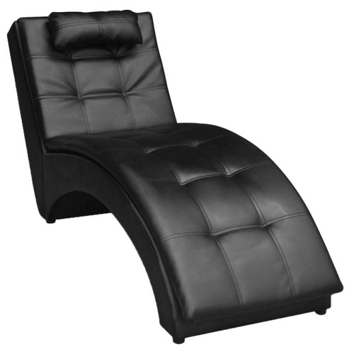 Maison Chic - Chaise longue avec oreiller | Bain de soleil Relax | Transat Noir Similicuir -GKD51711 Maison Chic  - Jardin