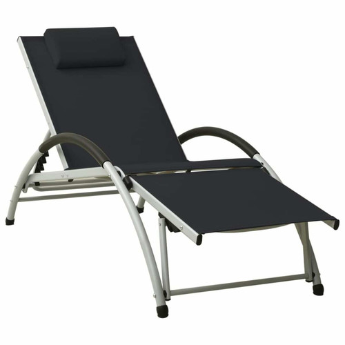 Maison Chic - Chaise longue avec oreiller | Bain de soleil Relax | Transat textilène noir -GKD28205 Maison Chic  - Nos Promotions et Ventes Flash