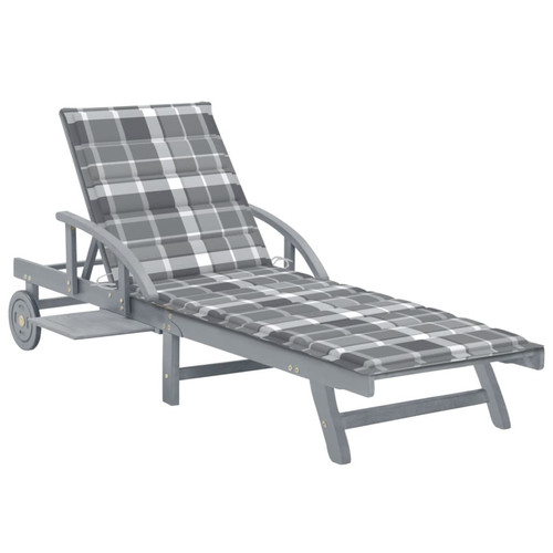 Maison Chic - Chaise longue de jardin avec coussin | Bain de soleil Relax | Transat Bois d'acacia solide -GKD73284 Maison Chic - Transats, chaises longues