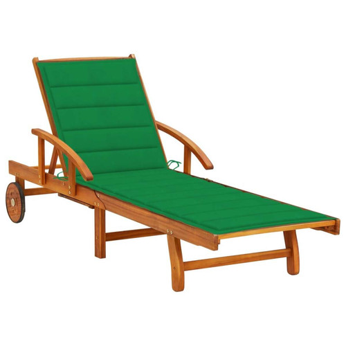 Maison Chic - Chaise longue de jardin avec coussin | Bain de soleil Relax | Transat Bois d'acacia solide -GKD70612 Maison Chic - Transats, chaises longues