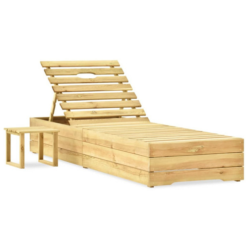 Maison Chic - Chaise longue avec table | Bain de soleil Relax | Transat Bois de pin imprégné de vert -GKD98181 Maison Chic  - Mobilier de jardin