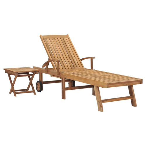 Maison Chic - Chaise longue avec table | Bain de soleil Relax | Transat Bois de teck solide -GKD84082 Maison Chic  - Mobilier de jardin