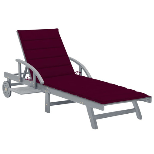 Transats, chaises longues Maison Chic Chaise longue de jardin avec coussin | Bain de soleil Relax | Transat Bois d'acacia solide -GKD42471
