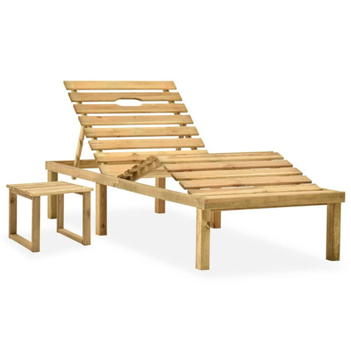 Maison Chic - Chaise longue | Transat Bain de soleil de jardin avec table Bois de pin imprégné -GKD39639 Maison Chic - Indispensable jardin