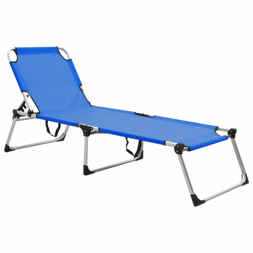 Maison Chic - Chaise longue pliable de jardin | Bain de soleil Relax | Transat extra haute pour seniors Bleu Aluminium -GKD25887 Maison Chic  - Transats en Bois Transats, chaises longues