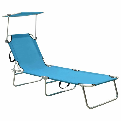 Maison Chic - Chaise longue pliable avec auvent | Bain de soleil Relax | Transat acier turquoise et bleu -GKD26505 Maison Chic - Jardin