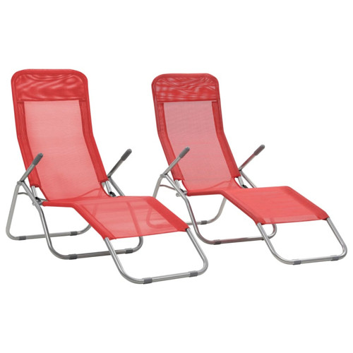 Maison Chic - Lot de 2 Chaises longues pliables | Bain de soleil Relax | Transat Textilène Rouge -GKD89737 Maison Chic  - Nos Promotions et Ventes Flash