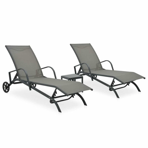 Maison Chic - Lot de 2 Chaises longues avec table | Bain de soleil Relax | Transat Textilène et acier -GKD68543 Maison Chic  - Nos Promotions et Ventes Flash