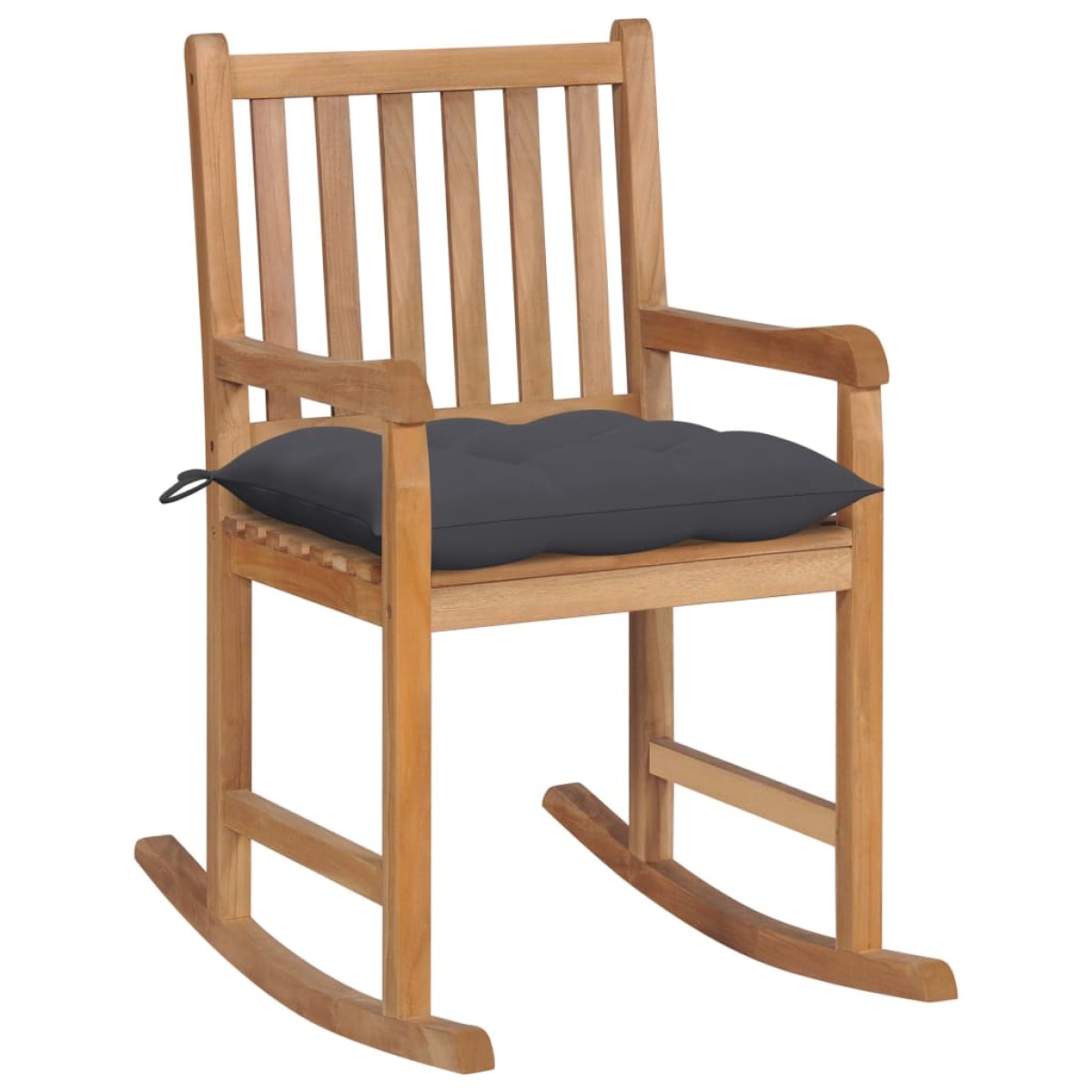 maison chic chaise à bascule avec coussin | fauteuil à bascule rocking chair anthracite bois de teck solide -gkd82216  brun