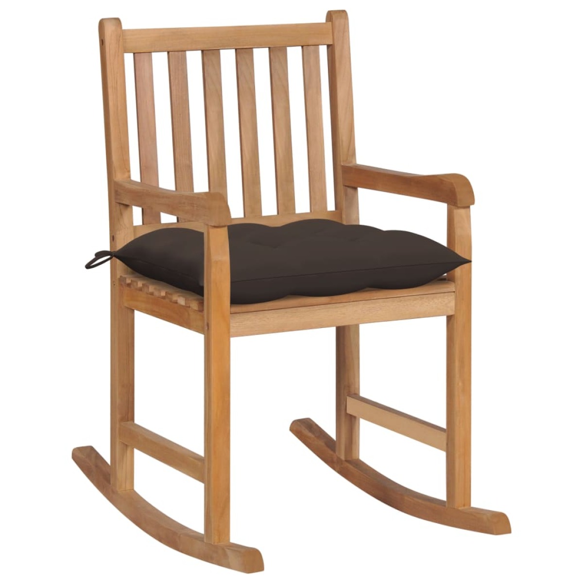 maison chic chaise à bascule avec coussin | fauteuil à bascule rocking chair taupe bois de teck solide -gkd41371  brun