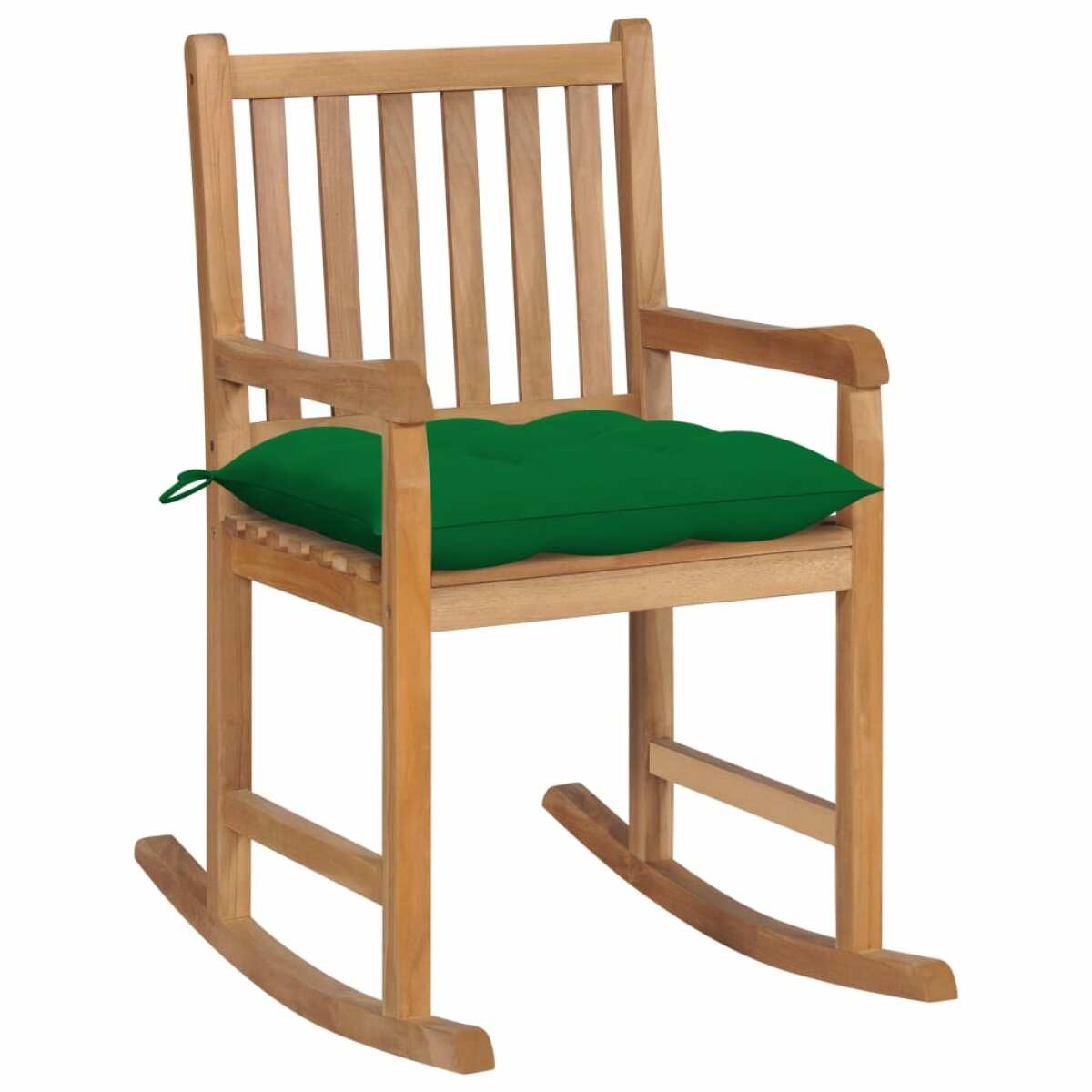 maison chic chaise à bascule avec coussin | fauteuil à bascule rocking chair vert bois de teck solide -gkd89714  brun