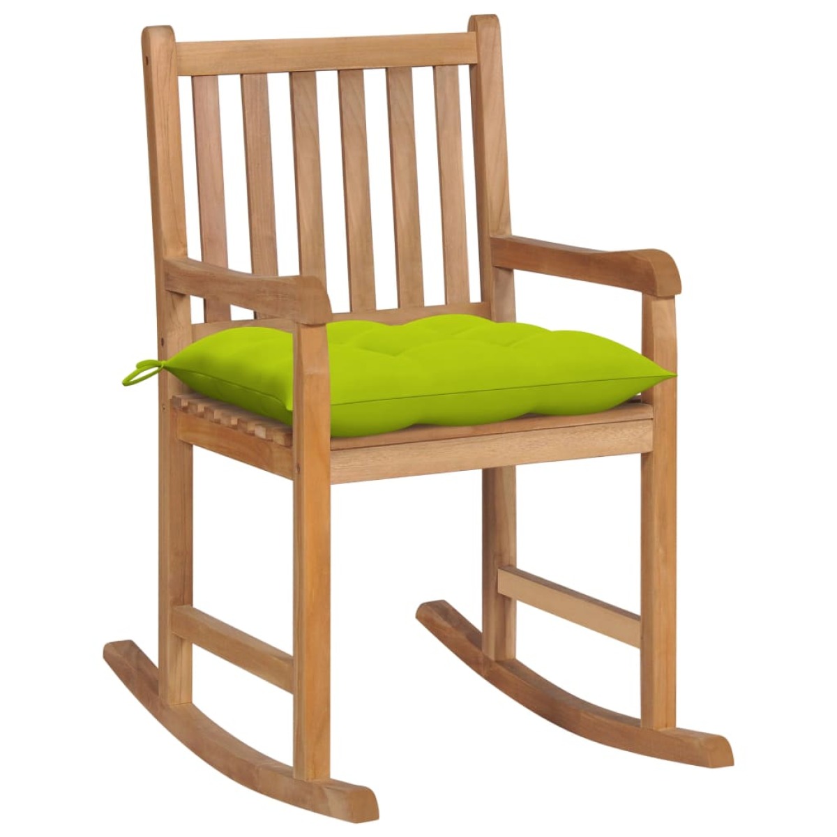 maison chic chaise à bascule avec coussin | fauteuil à bascule rocking chair vert vif bois de teck solide -gkd62071  brun