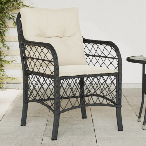 Chaises de jardin Maison Chic Lot de 2 Chaises de jardin avec coussins | chaises d'extérieur | Fauteuil Relax noir résine tressée -GKD90431