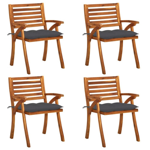 Maison Chic - Lot de 4 Chaises de jardin avec coussins | chaises d'extérieur | Fauteuil Relax Bois de teck solide -GKD92451 Maison Chic  - Chaises de jardin